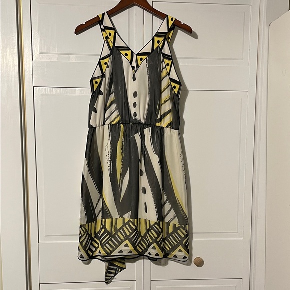 New York & Company Yellow and Black Geometric Midi Dress - Picture 3 of 3